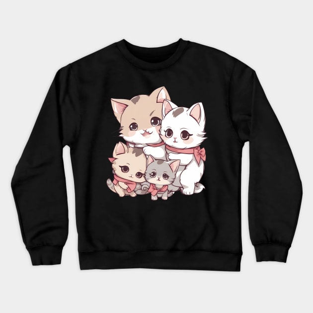 Kawaii Cat Family Crewneck Sweatshirt by animegirlnft